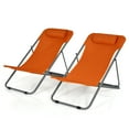 thumbnail image 1 of Patiojoy 2 Pcs Chaise de Plage Chaise Longue Inclinable Chaise Pliante avec Dossier Réglable à 3 Positions Orange, 1 of 10