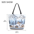 thumbnail image 5 of FORMRS Womens Canvas Tote Bag with Zipper Inner Pocket Shoulder Handbag, Winter Village, 5 of 7