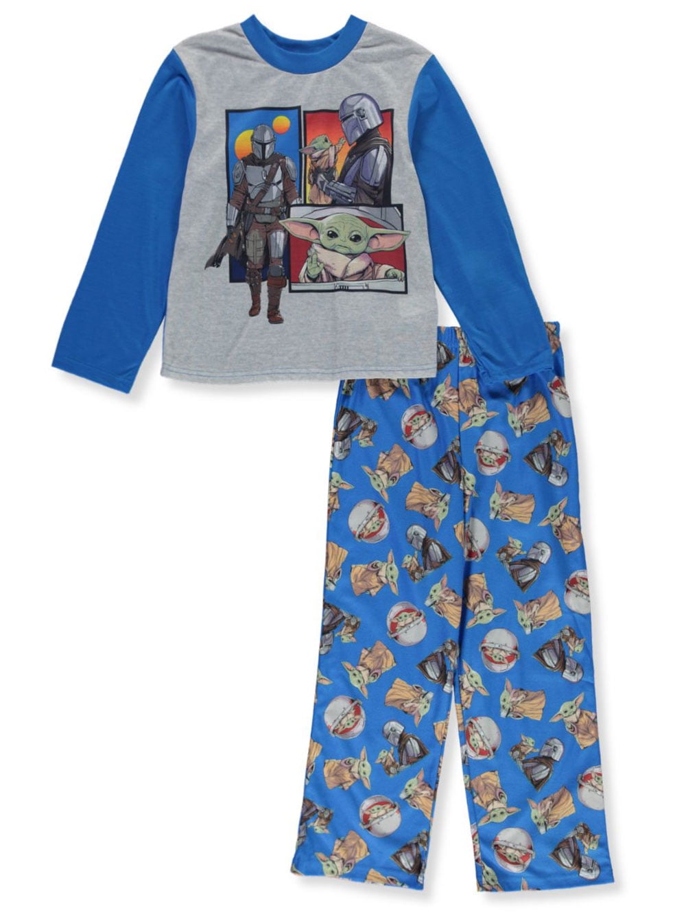 long pjs nightwear BLUE/GREY 5-12yrs Boys STAR WARS MANDALORIAN pyjamas