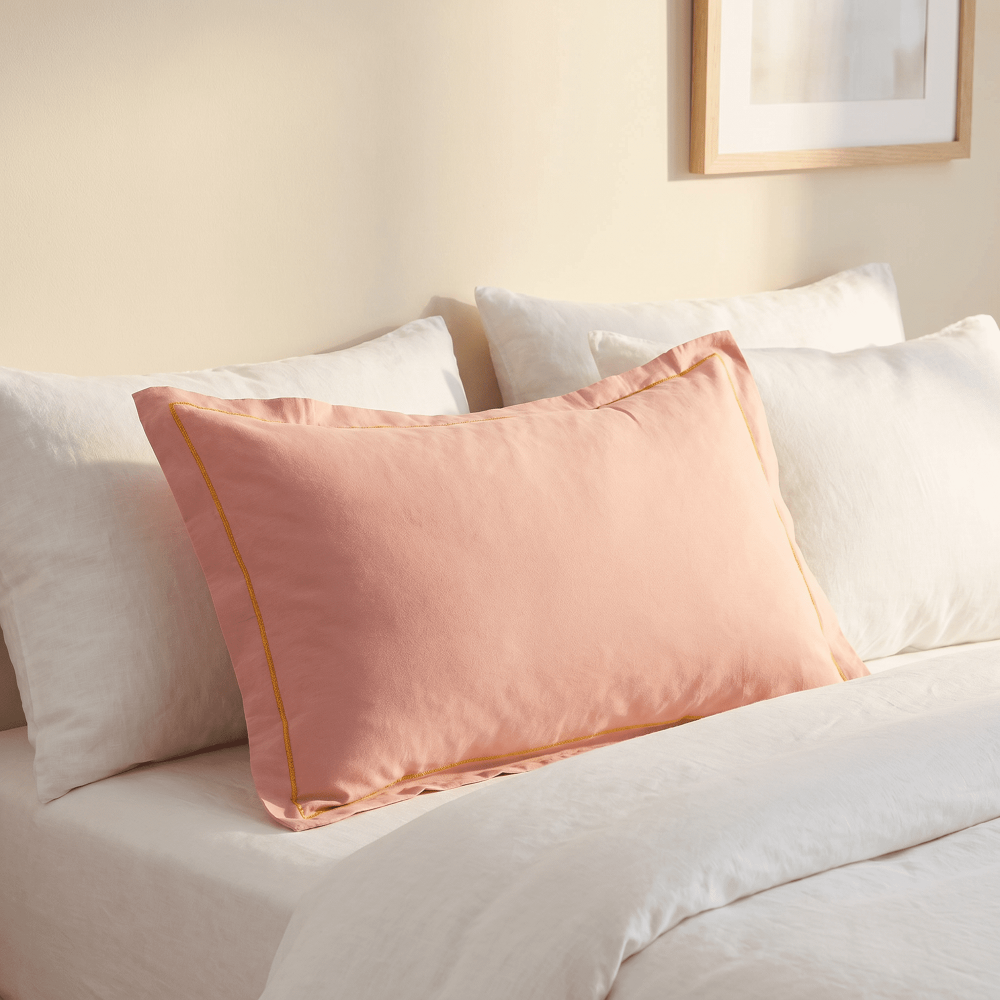 Unique Bargains 2Pcs Smooth Wrinkle Resistant Cotton Pillowcase Queen Red