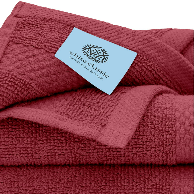 White Classic Red Luxury Cotton Washcloths 12 Pcs Set - Large Hotel Spa  Bathroom Face Towel | 13x13 inch | 12 Pack | Burgundy