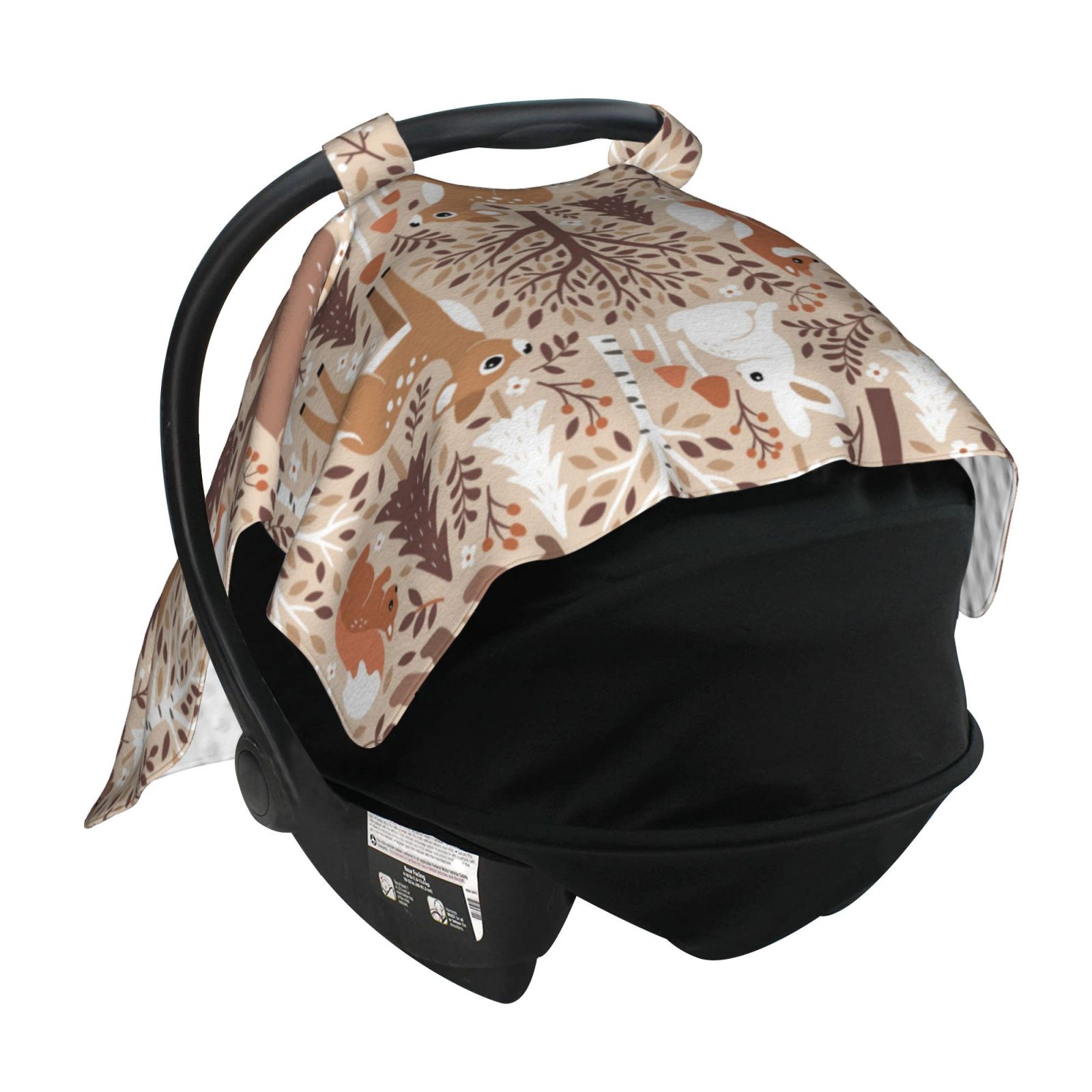 Car Seat Cover Baby - Woodland Animals in Neutral Tones Breathable Infant Car Seat Cover for Baby Carseat, Lightweight Comfort Baby Essentials Must Haves Newborn Stuff for Girl Boy