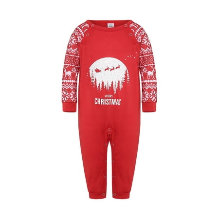 

TOPGOD Family Christmas Pajamas Snowflake Deer Raglan Tops and Long Pants