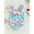 Hirigin Baby Girl Swimsuits Ruffle Trim Floral Print Flying Sleeves