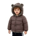 thumbnail image 3 of lnmuld Kids Jacket Reversible Girls Hooded Jacket with Bear Ears Winter Warm Thickened Padded Coat Long Sleeve Outwear for Cold Weather Solid Color Size:4-5 Years, 3 of 6