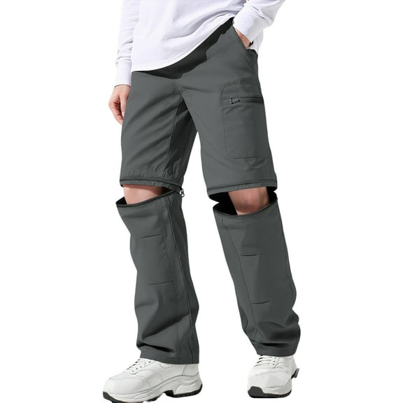 Men’s Convertible Cargo Pants with Zip-Off Legs Multi-Pocket Lightweight Straight Fit Outdoor Trousers for Hiking Travel Work