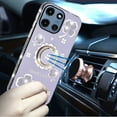 thumbnail image 3 of For Motorola Moto G 5G 2025 Diamonds Bling All Around Edges Sparkly Glitter Hybrid with Ring Stand Holder Fashion Good Luck Cover, XPM Phone Case [Purple], 3 of 10
