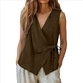 thumbnail image 5 of Aezemi Women's Wrap Sleeveless Tank Tops, Ruched V Neck Tie Waist Blouses, Casual Summer Boho Beach Vacation Tanks, 5 of 6