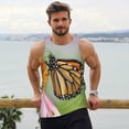 thumbnail image 6 of Lsque A monarch butterfly Pattern Mens Tank Tops Muscle Athletic Quick Dry Sleeveless Workout Fitness T Shirts Beach Tank Top, Loose-fit Sleeveless Shirt for Men-XX-Large, 6 of 7