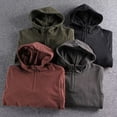 thumbnail image 2 of comerut Men Autumn Winter Hoodie Zipper Decor Hooded Thickened Long Sleeve Loose Pullover Elastic Cuff Warm Big Pocket Mid Length Streetwear Simple Style Men Hoodie, 2 of 7