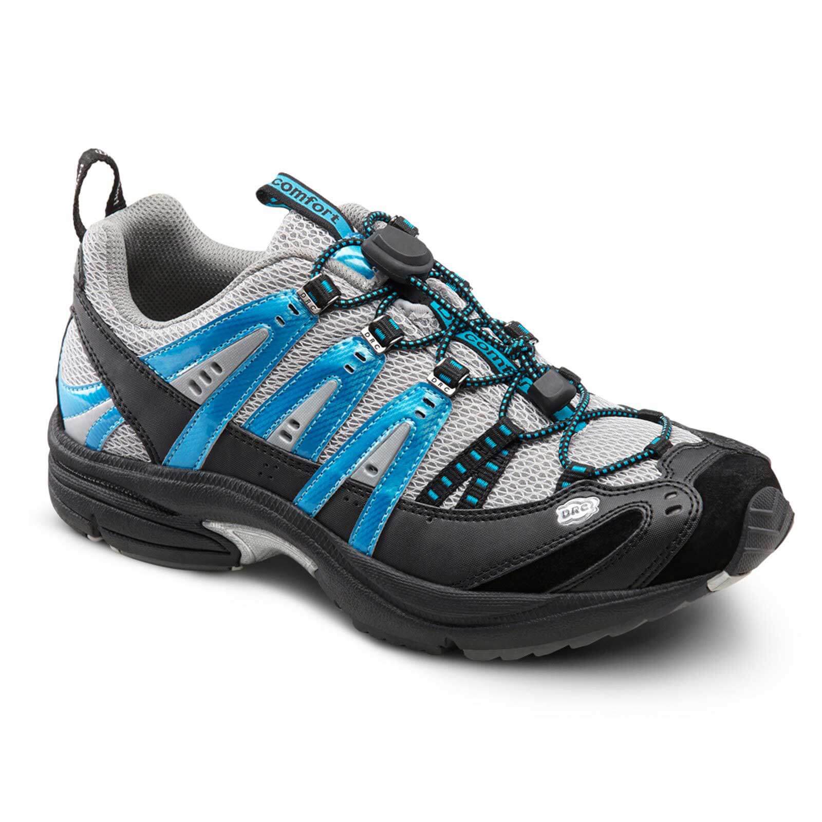 Dr. Comfort Performance Men's Athletic Shoe: 6 Medium (B/D) Metallic/Blue Elastic & Standard Laces - image 1 of 5