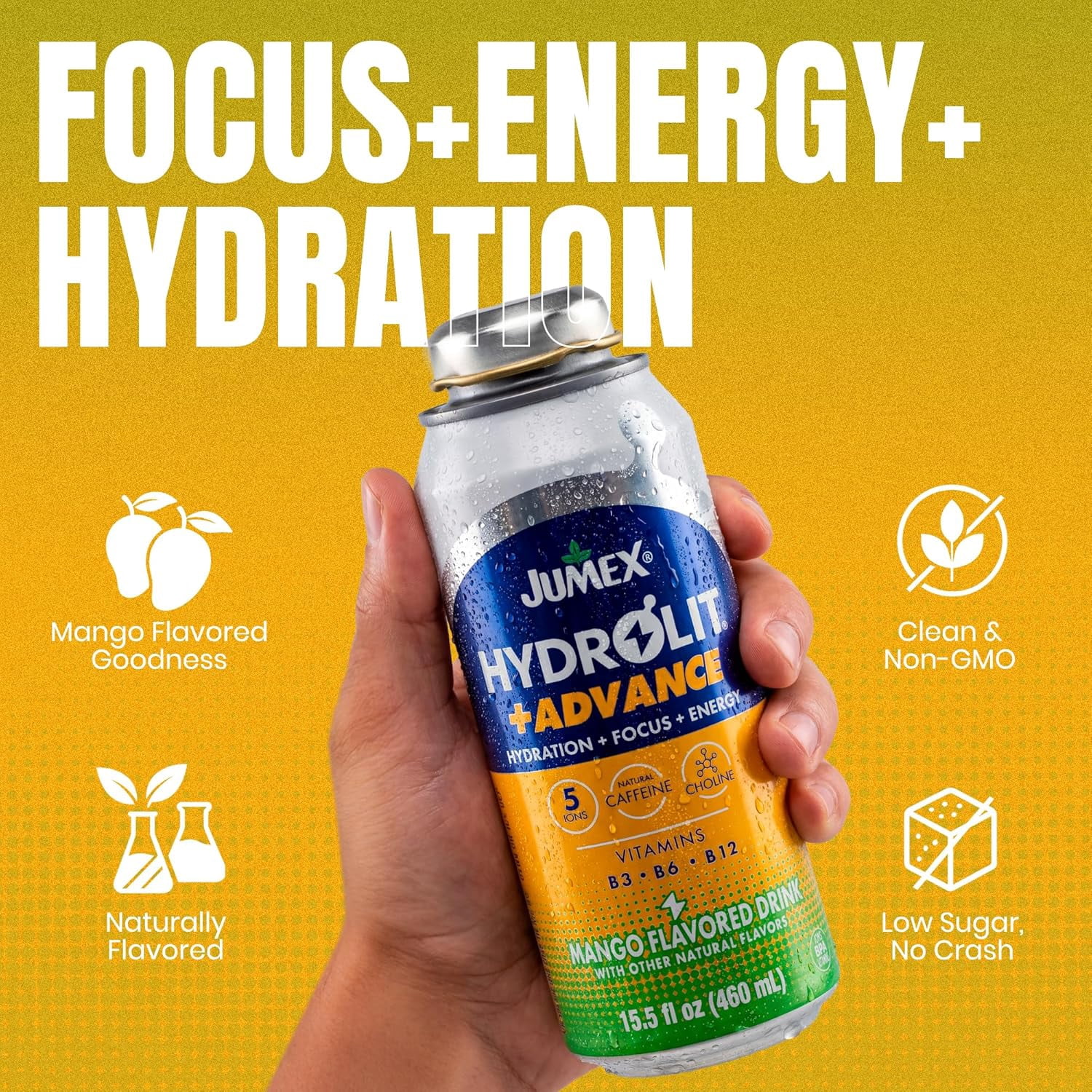 (12 pack) Jumex Hydrolit+Advance Mango Energy & Hydration Drink, 15.5 fl oz