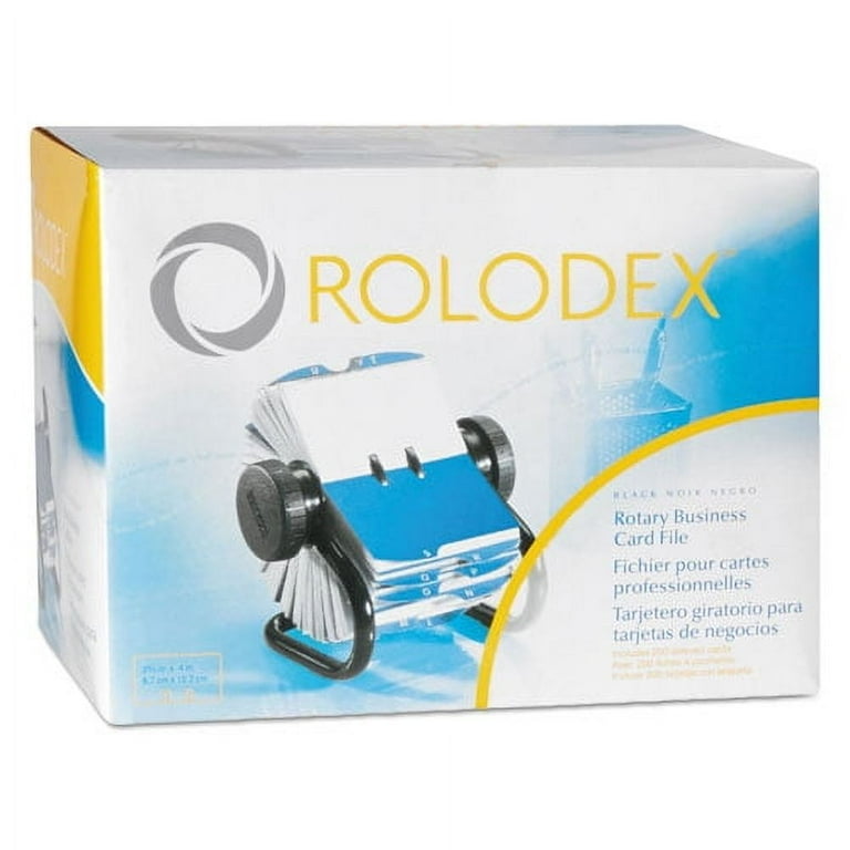 Open Rotary Business Card File with 24 Guides, Holds 400 2.63 x 4 Cards, 6.5 x 5.61 x 5.08, Metal, Black Open Rotary Business Card File with 24 Guides, Holds 400 2.63 x 4 Cards, 6.5 x 5.61 x 5.08, Metal, Black