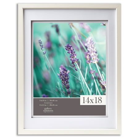 Gallery Solutions 14x18 White Wood Wall Frame with Double White Mat For 11x14 Image