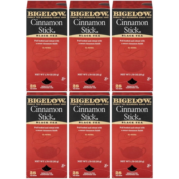 Bigelow Cinnamon Stick Black Tea Bags 28-Count Boxes (Pack of 6) Cinnamon Flavored Black Tea Naturally & Artificially Flavored