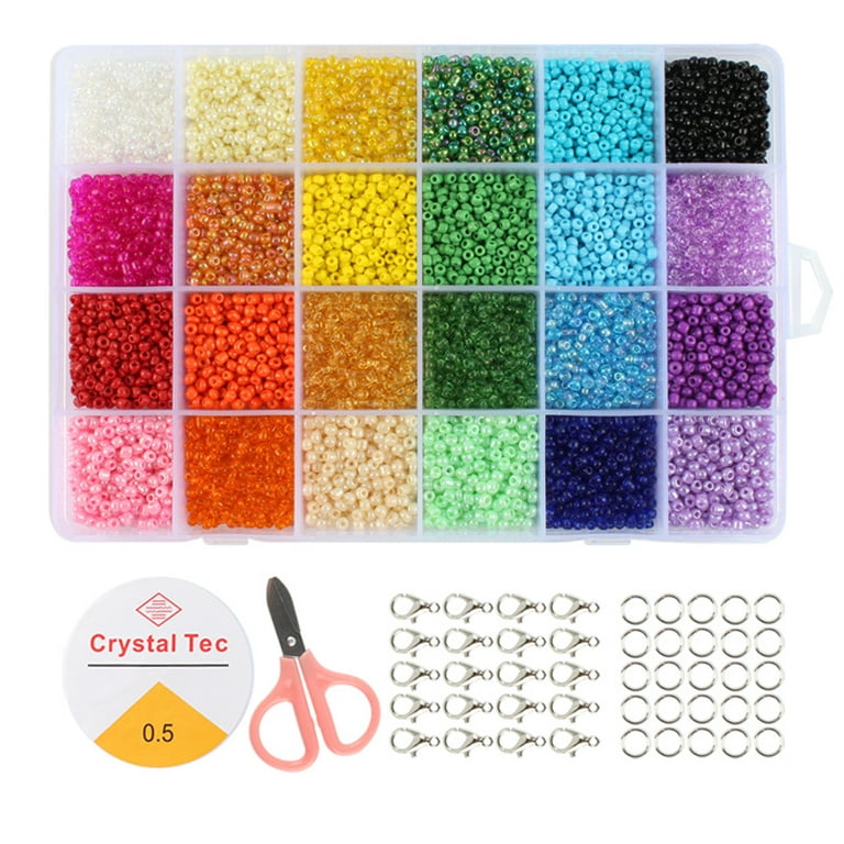 Feildoo Glass Beads For Jewelry Making Beads Clay Beads Bracelet Making  Tools Girls Women Diy Art Craft Kit,24 Grids 3Mm Rice Bead Color System 3  With
