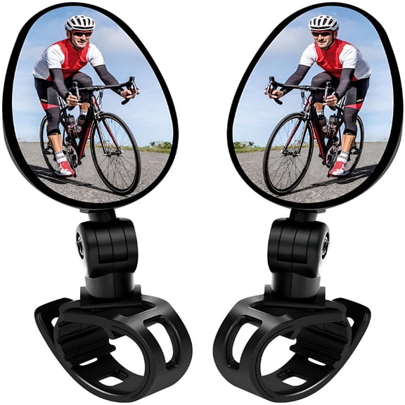 LADYGYM 2 Pack Bicycle Mirrors, Universal 360° Rotating Rear View Handlebar Glass for Bike, E-Bike, Scooter