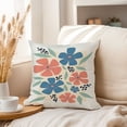 thumbnail image 3 of Ethan Taylor Floral Throw Pillow Soft Cushion Cover 'Red and Blue Flowers' Modern Pattern Decorative Square Accent Pillow Case, 20x20 Inches, Blue, Red, 3 of 5