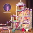 thumbnail image 3 of Dollhouse with Furniture Accessories, Dolls, Lights, 4 stories Toddler Doll Houses for 6 Years Old Girls Pretend Cottage Toy House Gift for Kids 6+, 3 of 7