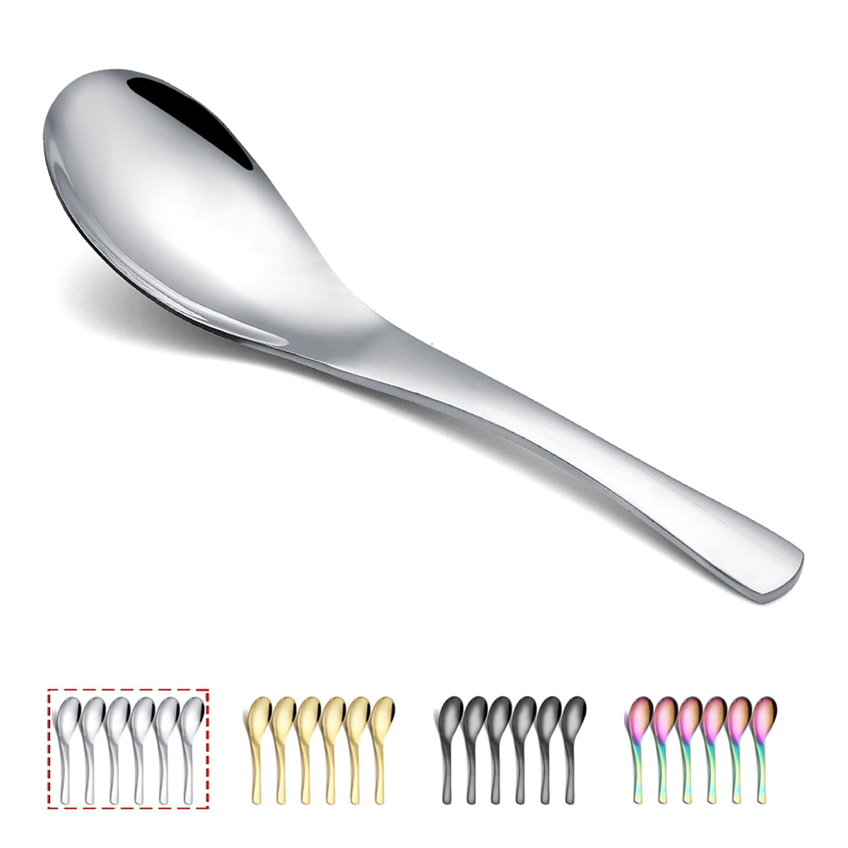 Stainless Steel Round Shape Dessert Soup Spoon Kitchen Cutlery Spoon Tool 