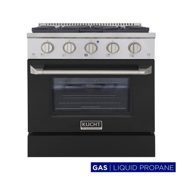 Kucht Professional 30" Stainless Steel Propane Gas Range in Black/Silver