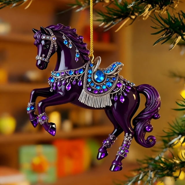 Christmas Tree Pendant Decoration with Twinkling Yellow Lights and Frenchie Santa Topper for Tree or Party Display
