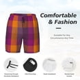 thumbnail image 5 of Lsque Mens Swim Trunks Purple Yellow Buffalo Plaid Pattern - Bathing Suit Compression Liner - Beach Swim Shorts Swimwear - (S-3XL) - Stretch Quick Dry -Medium, 5 of 9