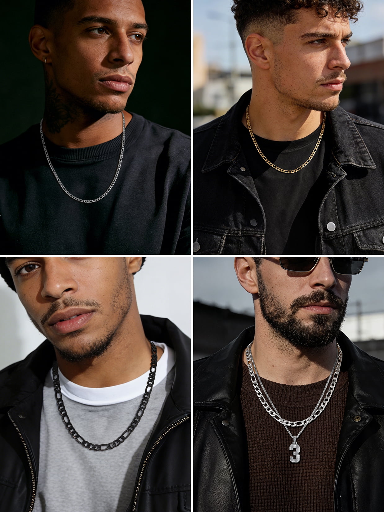 ChainsProMax Men 3mm Figaro Chain Necklace 316L Stainless Steel Black Necklace Jewelry Gift for Men Women Fathers Mothers Day