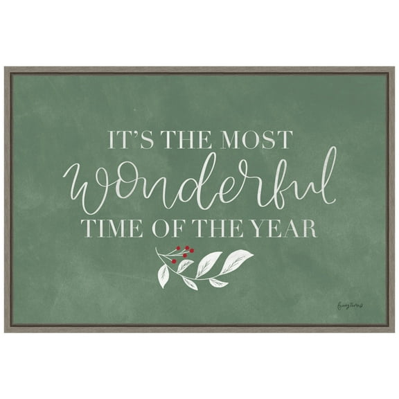 Amanti Art Green Christmas IV Framed Canvas Wall Art Print