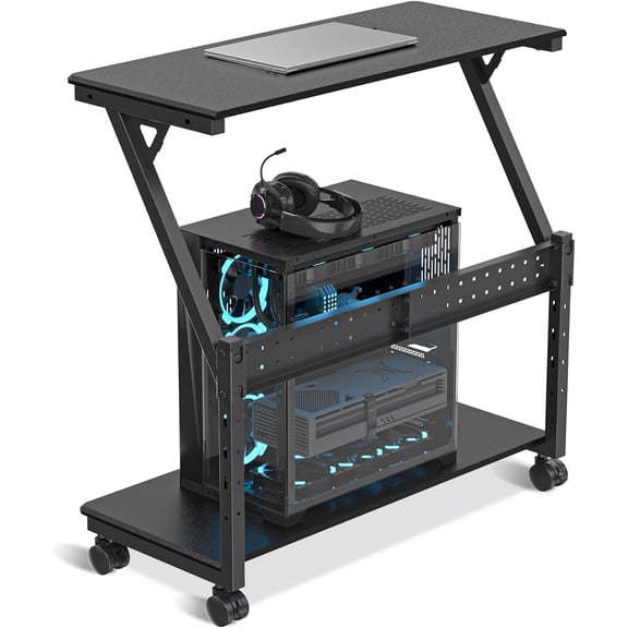 Computer Tower Stand,Height Adjustable PC Tower Stand/Cart with Wheels, Mobile Rolling CPU Holder, Computer Cart Side Stand for Computer Desk,23.22"-31.10"Hx29.13" Lx13.77" W, Black