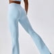 thumbnail image 2 of Pantalones de Yoga con cintura cruzada para mujer, mallas acampanadas de pierna ancha elásticas de algodón para entrenamiento físico, mallas deportivas para gimnasio, 2 of 5