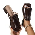 thumbnail image 4 of Viluyesy Womens Heeled Slides, Square Toe Block Heels Faux Leather Slip-On Fashion Dress Sandals Brown US7.5, 4 of 9