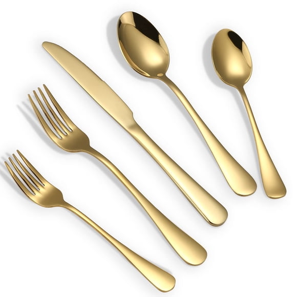Juego de cubiertos Briout Gold, 20 piezas, acero inoxidable