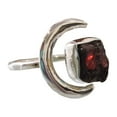 thumbnail image 1 of Garnet Ring, Rough Garnet Ring, January Birthstone, Crescent Moon Adjustable Ring, 925 Sterling Silver, Womens Ring, Christmas, Thanksgiving, Handmade, Statement Jewelry, Rough Gemstone Jewelry, 1 of 6