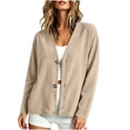 thumbnail image 4 of Qgtaibl Womens Button Down Blouse Corduroy V Neck Long Sleeve Shacket Jackets Fall Loose Fit Casual Cardigan Tops Khaki XXL, 4 of 5