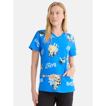 Bluey Women s Scrub Top Sizes S-3XL Bluey Women s Scrub Top Sizes S-3XL
