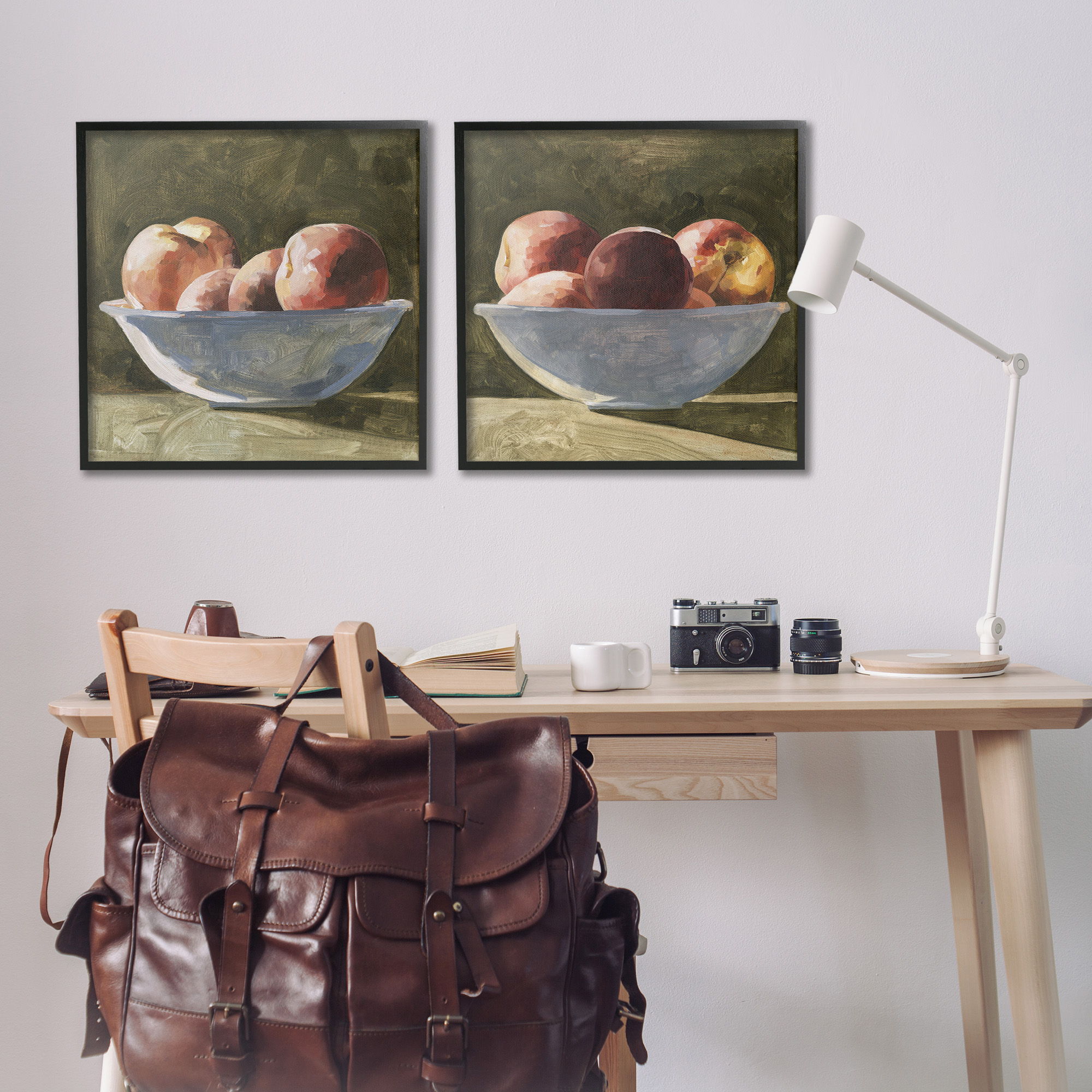 Stupell Industries Bowls of Apples Food & Beverage Painting Black Framed Art Print Wall Art, 24 x 24, Set of 2