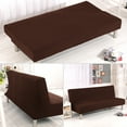 thumbnail image 4 of Armless Sofa Bed Cover Polyester Spandex Stretch Futon Slipcover Protector 3 Seater Elastic Full Folding Couch Sofa Shield (Brown), 4 of 7