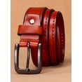 thumbnail image 6 of Catelles High-quality Top-grain Leather Men's Pin Buckle Reddish-brown Belt, Double-Sided Use, Durable And Stylish&For waist 46 in Width1.5 in(3.8cm), 6 of 9