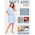 thumbnail image 3 of Casual Nights Women's Snap Front House Dress, Lightweight Short Sleeve Cotton-Poly Knit Duster Robe with Pockets, Mid-Calf, Plaid Light Blue XX-Large, 3 of 6