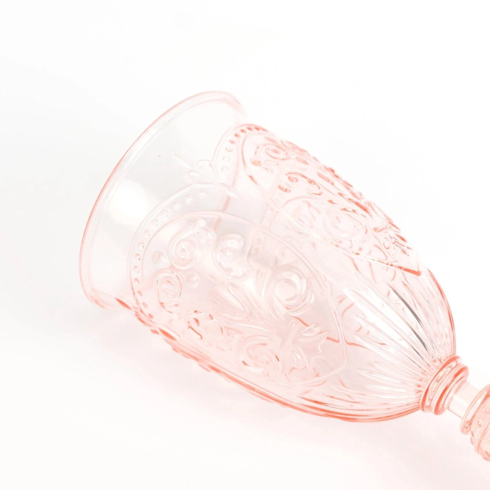 Balsa Circle 24 Blush 10 oz Transparent Plastic Wine Glasses Retro Embossed Style Wedding Party Tableware Event Decoration Supplies