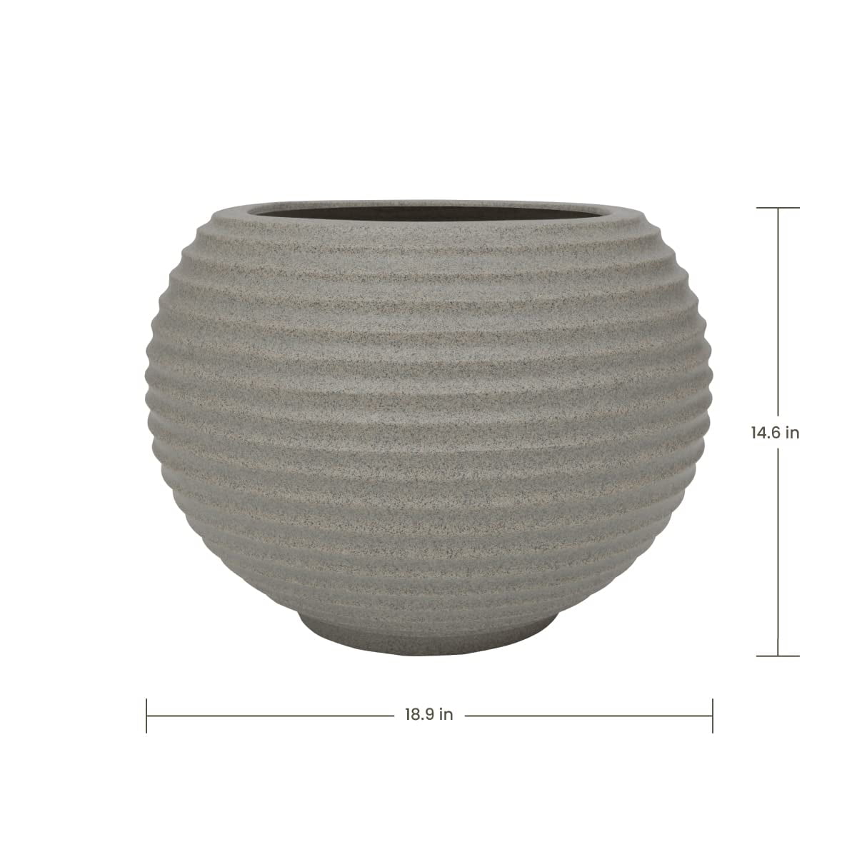 Ecobo 18.9" Wide, Eco-Friendly Round Pot Planter, HeliconiaIndoor/Outdoor use, Durable, Versatile & Lightweight, Designed by Brazilian Artisans, Contemporary All-Weather Design – Gray Granite