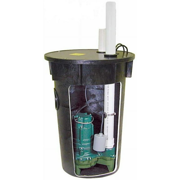 Zoeller 912-0010 Simplex 0.5 HP Sewage Pump System with Basin