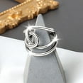 thumbnail image 4 of Guodhu Silver Adjustable Knot Wave Ring for Women Thumb Stackable Ring Dainty Chunky Finger Ring, 4 of 9