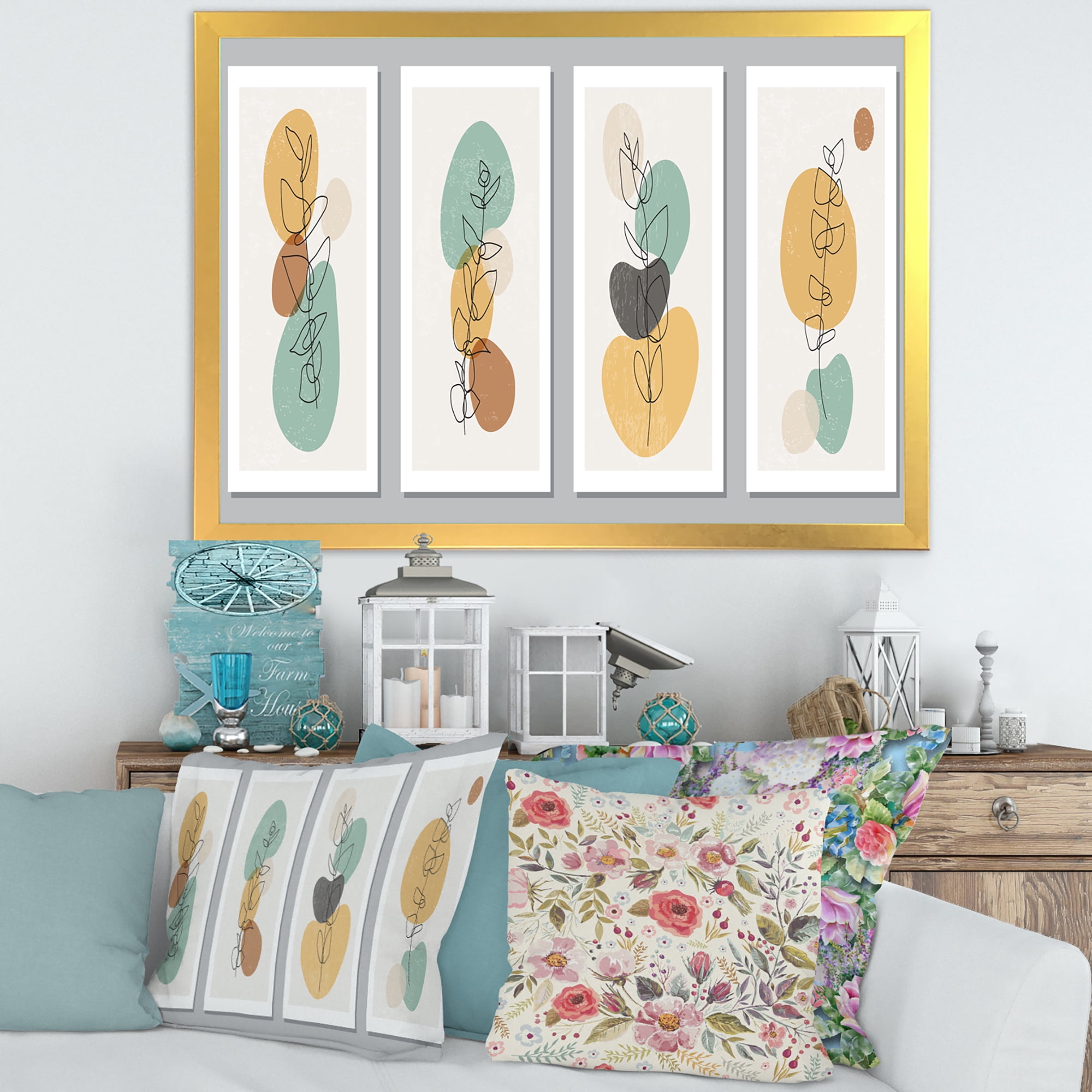 Designart 'Compostion Minimalistic of Organic Shapes III' Modern Framed Art Print