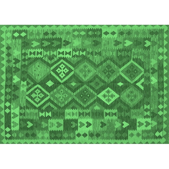 Ahgly Company Indoor Rectangle Oriental Emerald Green Traditional Area Rugs, 4' x 6'