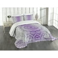 thumbnail image 3 of Ambesonne Grey and Purple Quilted Bedspread Set 3 Pcs, Mandala Hippie, Queen Size, Violet, 3 of 5