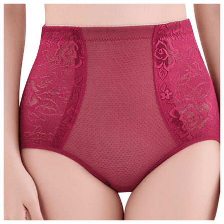 Fulorrnie Underwear for Women Plus Size High Waist Tummy Control Panty Cheeky Seamless Band Elastic Panties  RD2  XXXXL