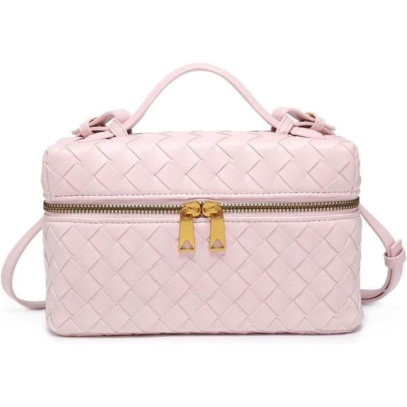 MMYGU Trendy Woven Crossbody Purse Square Box Bags Women Shoulder Bag Cute Satchels Mini PU Leather Top-Handle Tote Handbag