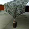 thumbnail image 5 of Decorative Grey Table Runner 6 - 8 Seater Table Runner (14 x 90 inch), Beaded & Tassels Table Runner, Silk fabric Table Linen, Paisley Pattern Contemporary Style - Celestial Paisley, 5 of 10